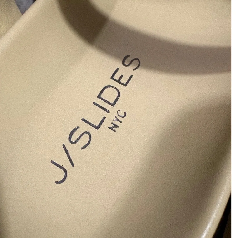 J/Slides‎ NYC Solara Platform Sandals Womens 9.5 Sand Leather EUC